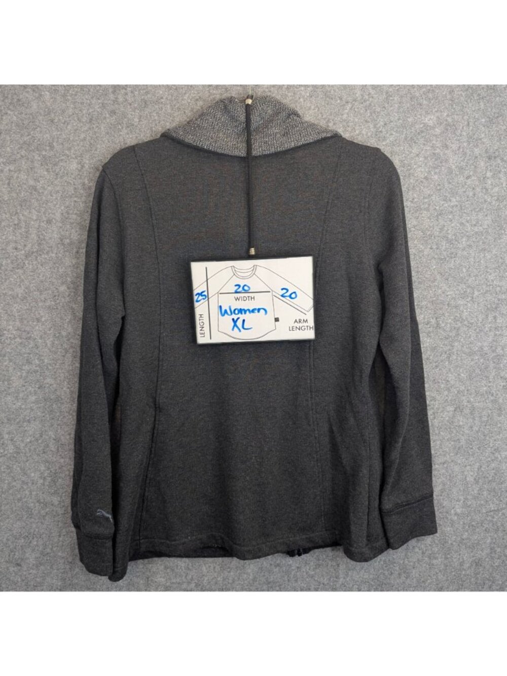 Puma Womens XL Jacket Charcoal Gray Full Zip w Textured Collar Logo Sweatshirt - Picture 10 of 11